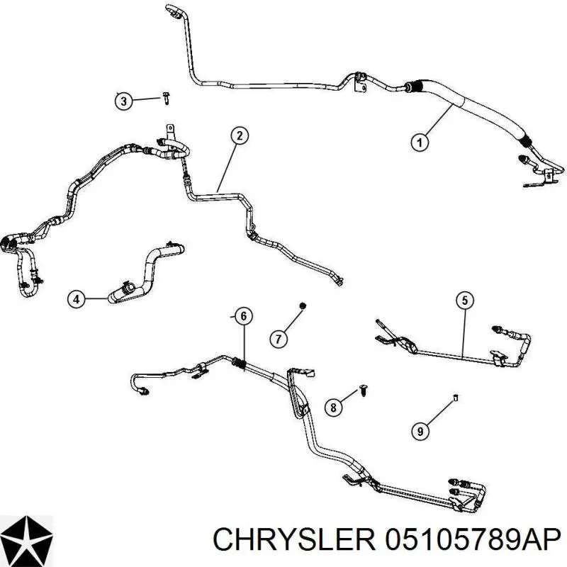 Купить 05105789AP Chrysler Шланг ГУР от рейки к радиатору