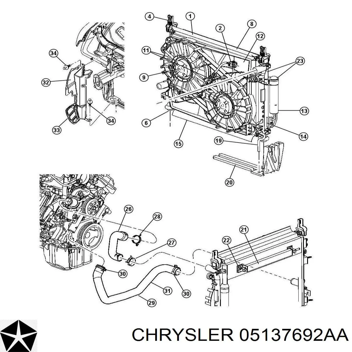 05137692AA Chrysler радиатор