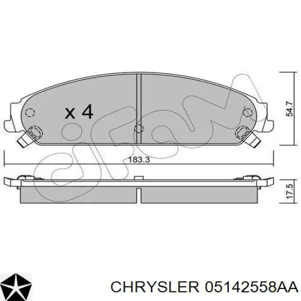 05142558AA Chrysler колодки тормозные передние дисковые