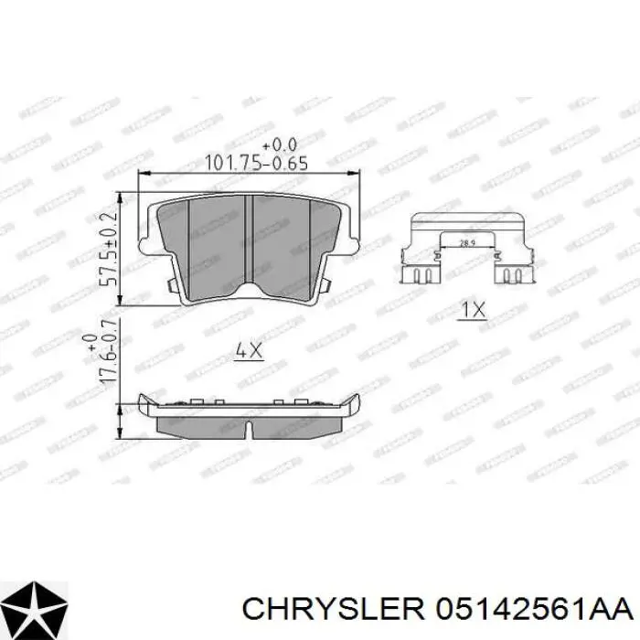 Купить 05142561AA Chrysler Колодки тормозные задние, дисковые