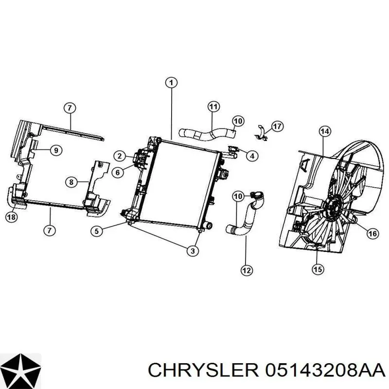Электровентилятор охлаждения в сборе Chrysler 5143208AA цена, от 19.80 USD