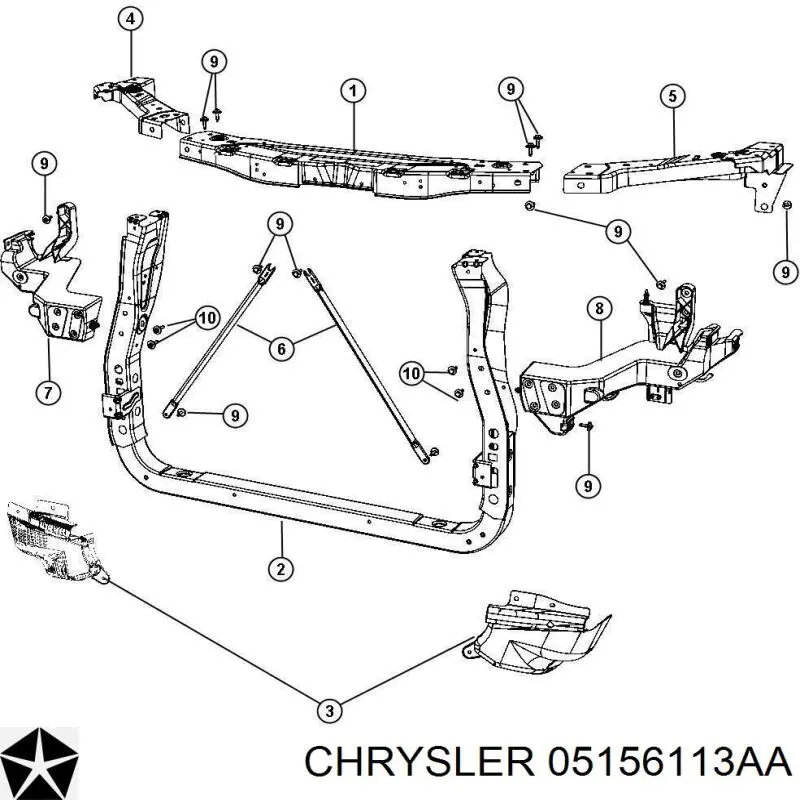 Суппорт радиатора нижний 05156114AA Chrysler