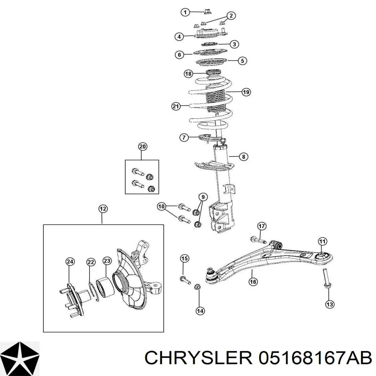 05168167AA Chrysler амортизатор передний левый