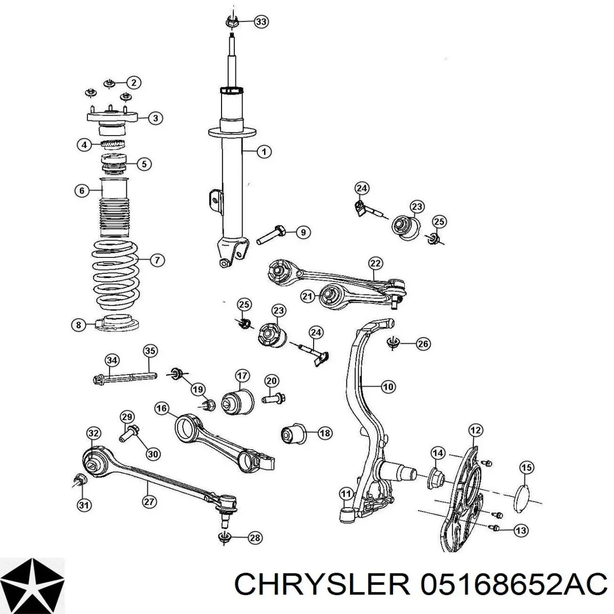 05168652AC Chrysler рычаг передней подвески нижний правый