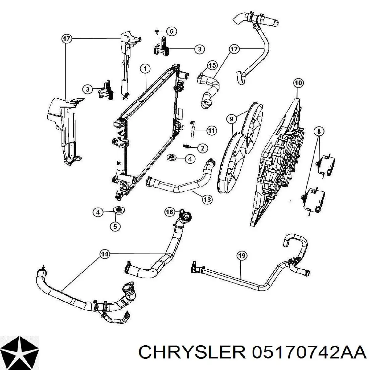 05170742AA Chrysler радиатор