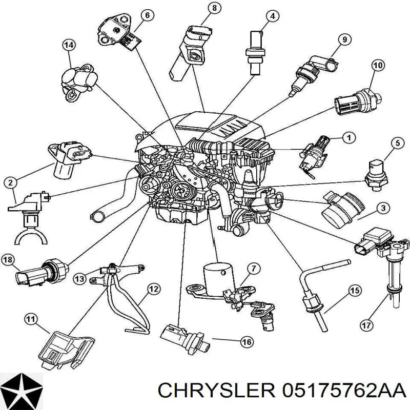 Датчик распредвала K05175762AA Fiat/Alfa/Lancia