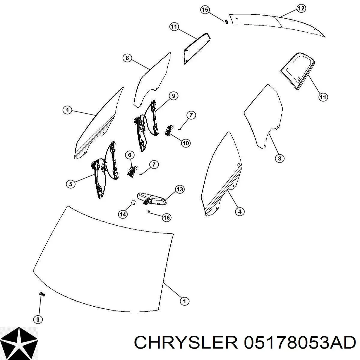 5178053AE Chrysler стекло багажника двери 3/5-й задней (ляды)