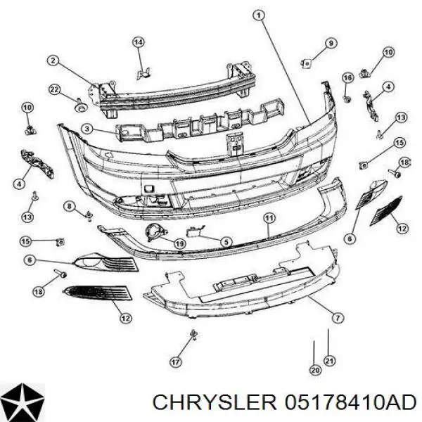 Купить 5178410AA Chrysler Кронштейн бампера переднего правый