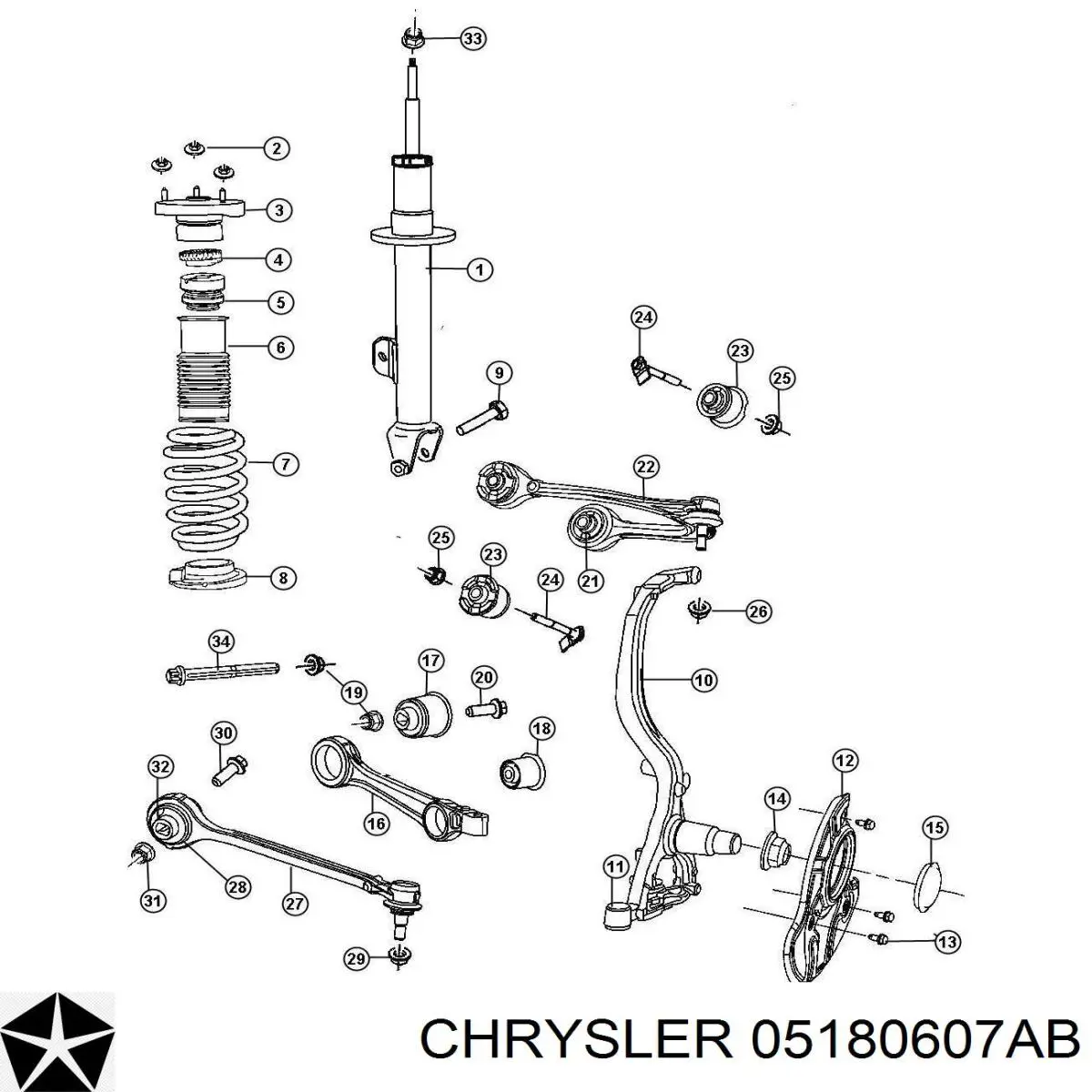 Левый рычаг передней нижней подвески Chrysler 05180607AB цена, от 50.79 USD