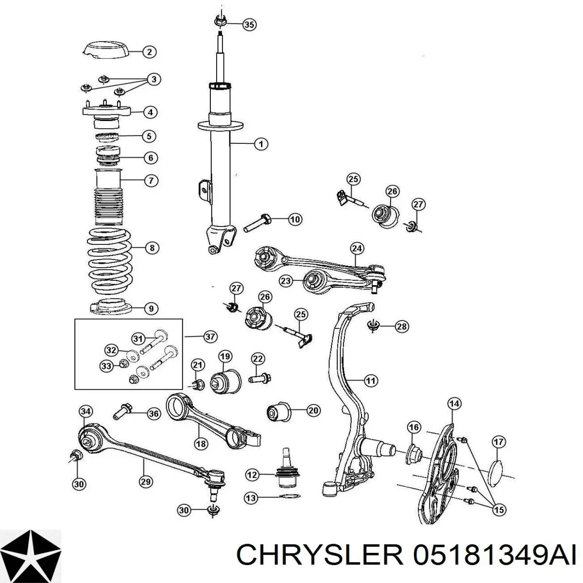 Амортизатор передний правый 05181349AI Chrysler