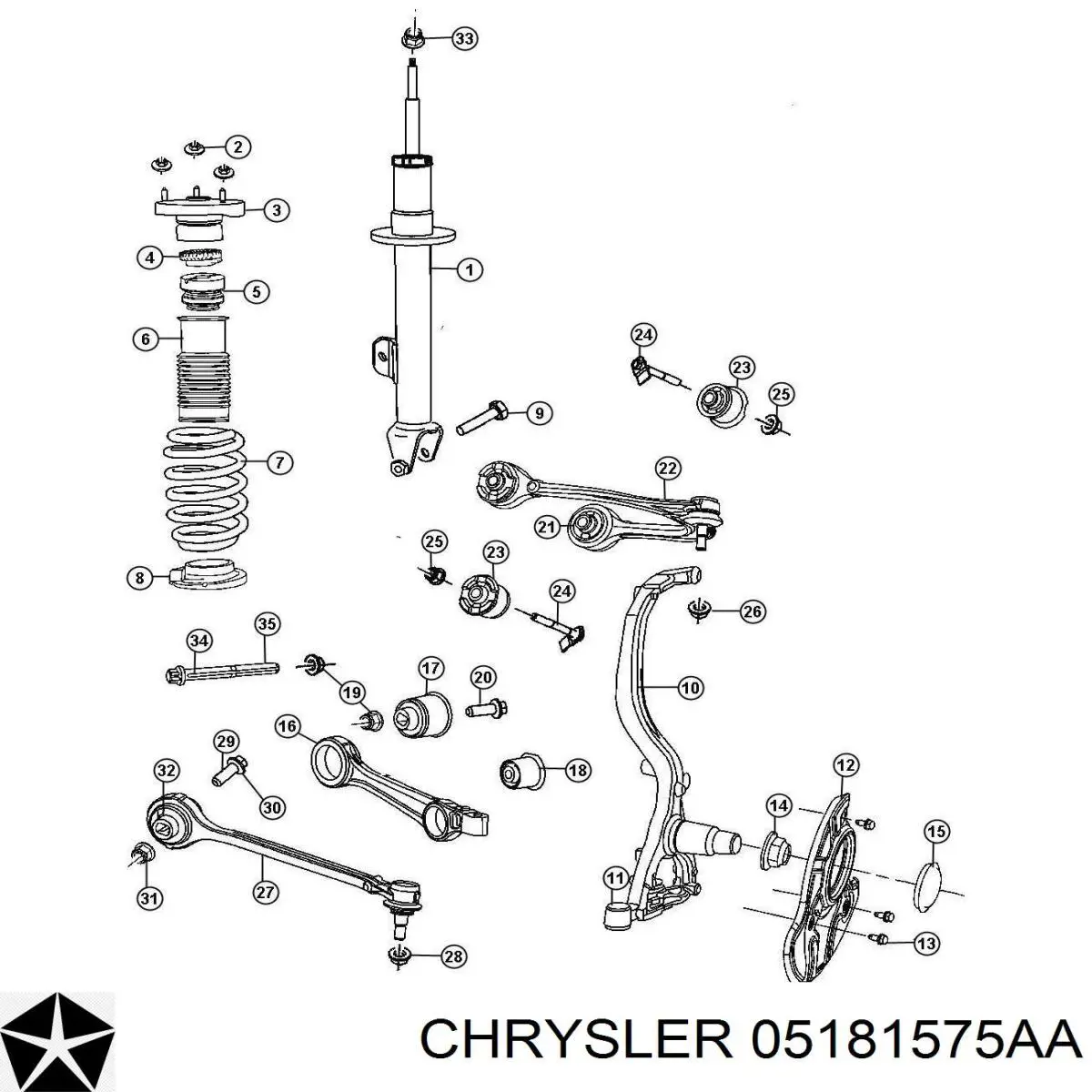 05181575AA Chrysler suporte de amortecedor dianteiro