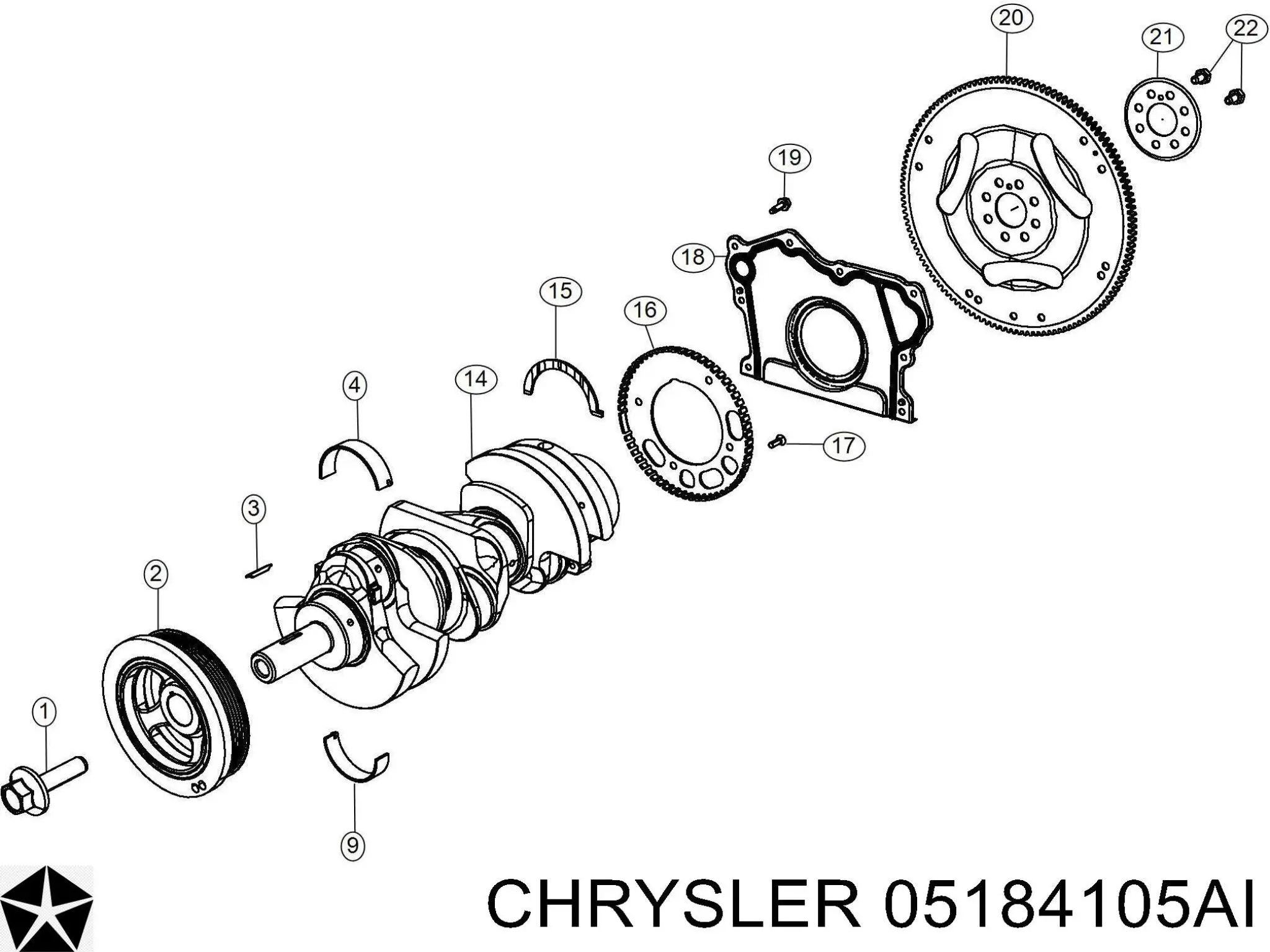 05184105AI Chrysler вкладыши коленвала коренные, комплект, стандарт (std)
