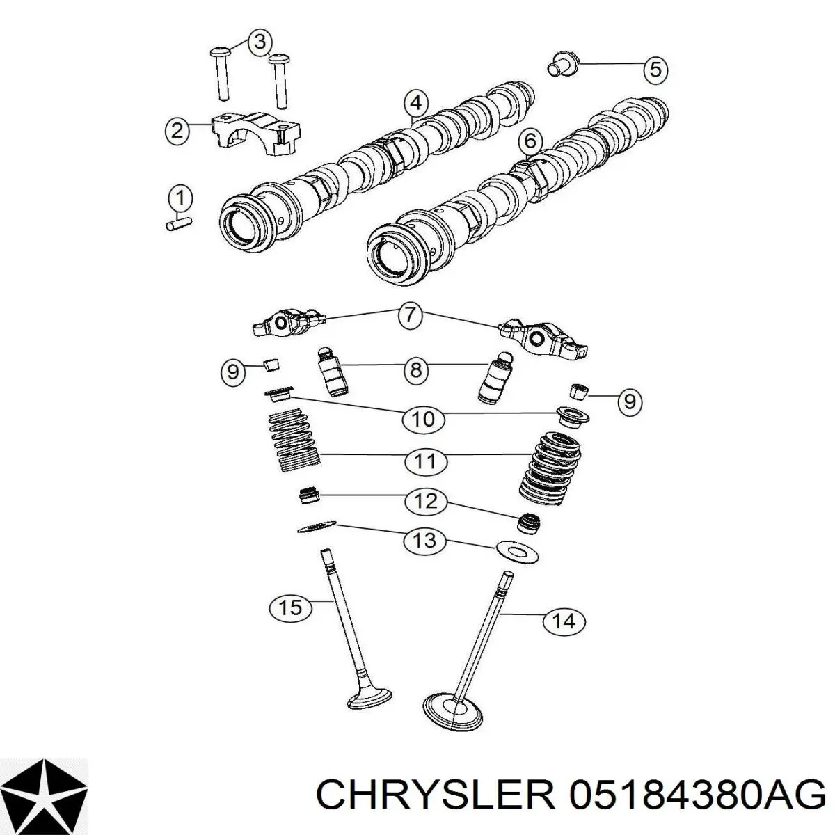 Распредвал двигателя впускной правый 5184380AF Chrysler