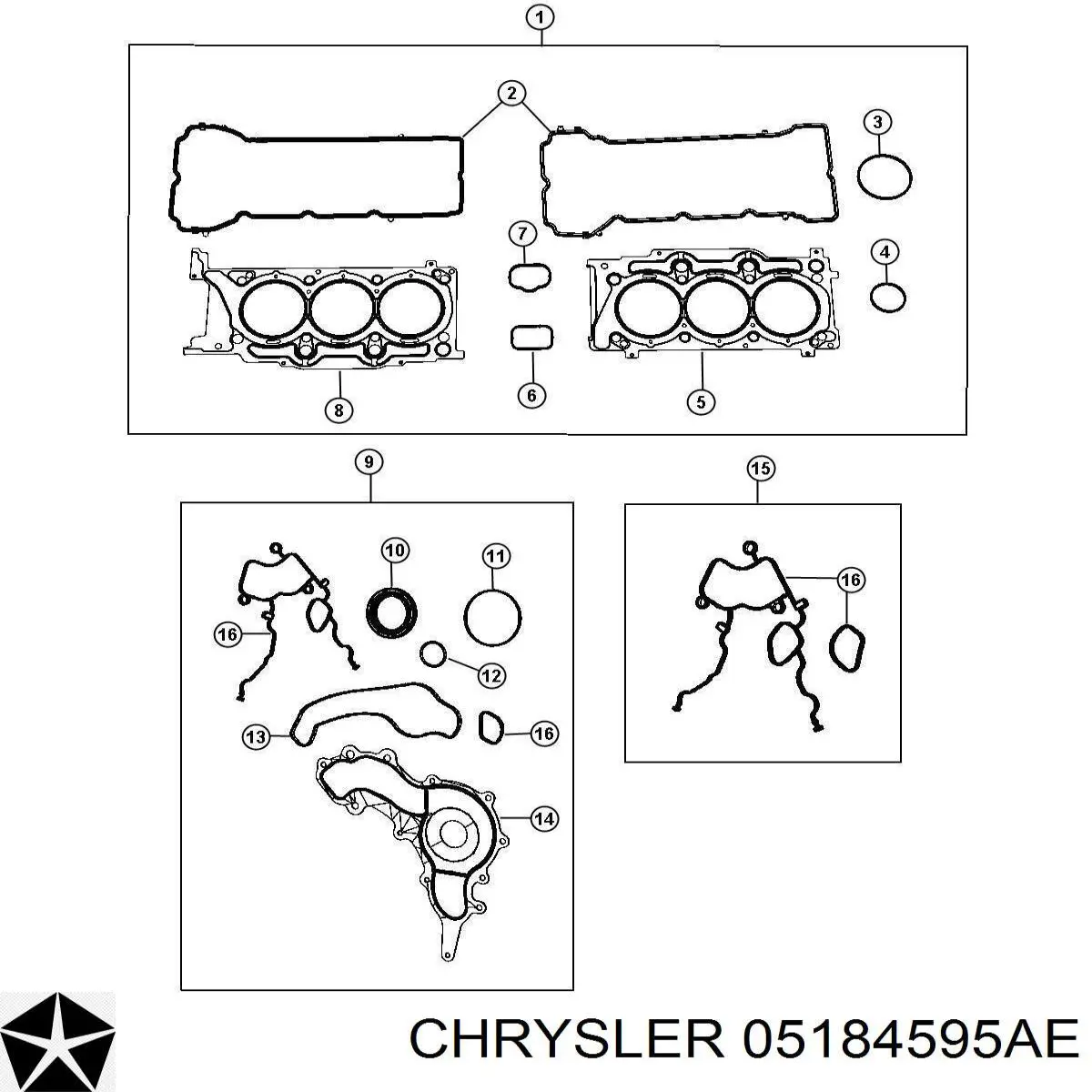 05184595AE Chrysler прокладка клапанной крышки двигателя правая