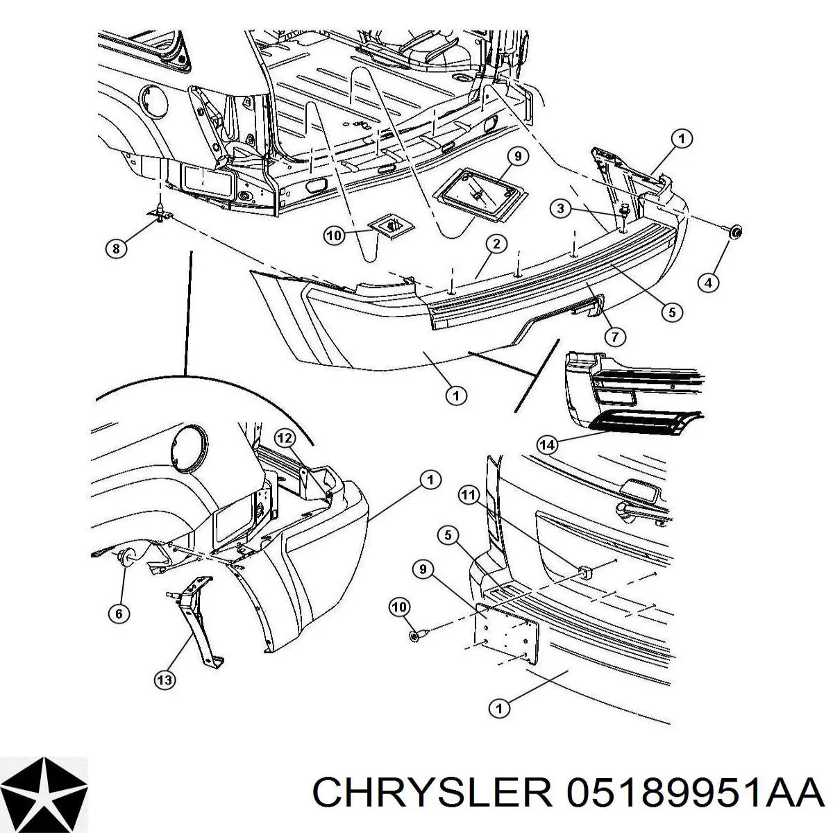 Купить 05189951AA Chrysler Задний бампер