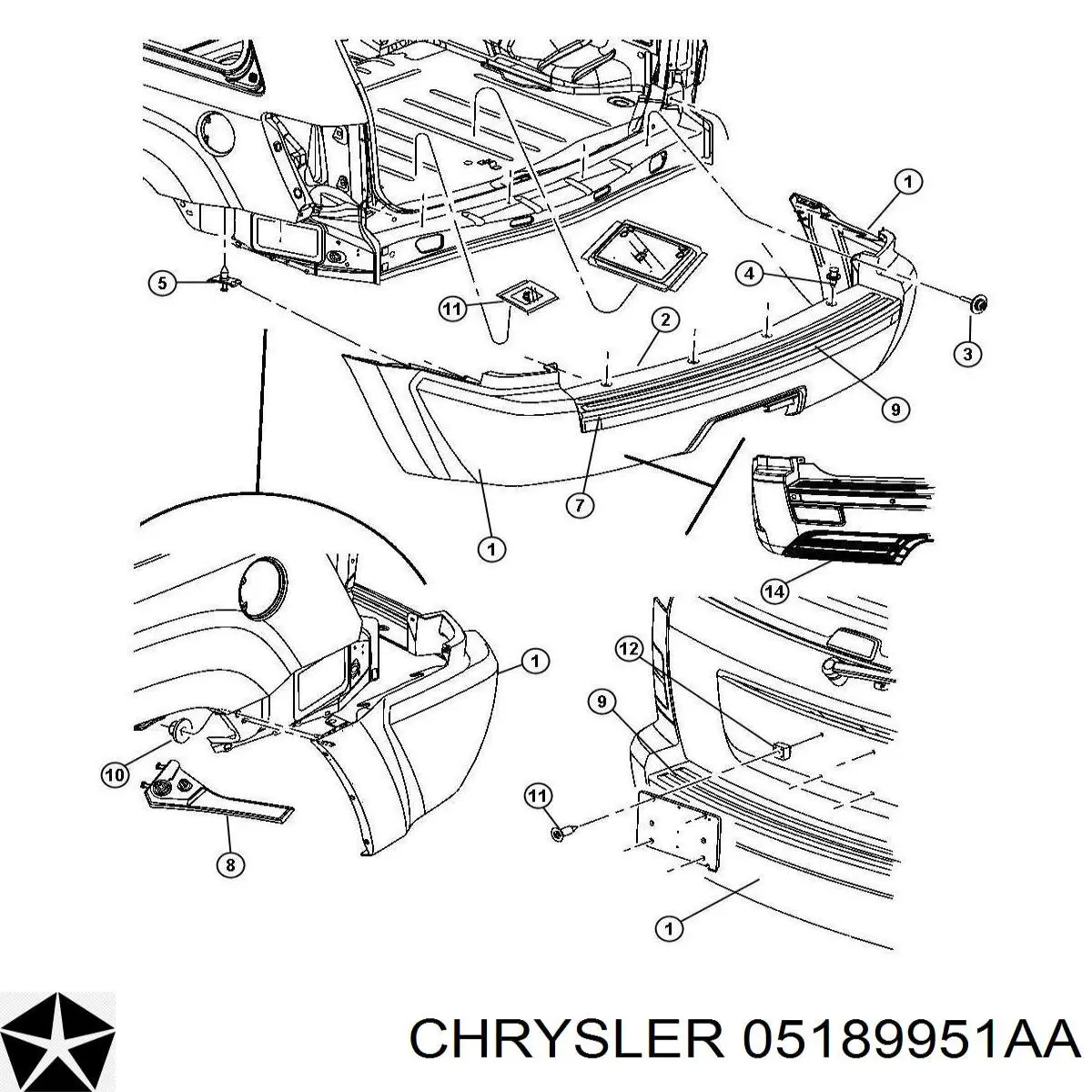 Бампер задний Chrysler 05189951AA цена, от 120.49 USD