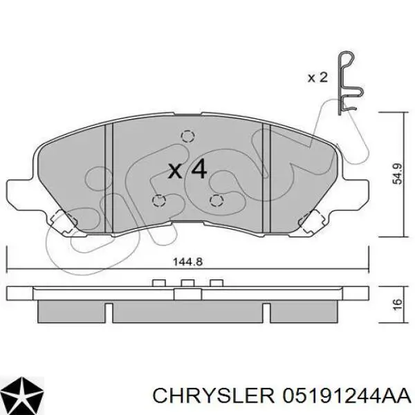 05191244AA Chrysler передние тормозные колодки