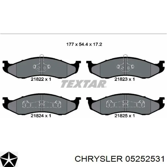 Передние тормозные колодки 05252531 Chrysler