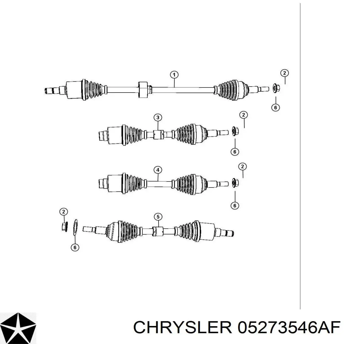 05273546AF Chrysler semieixo (acionador dianteiro direito)
