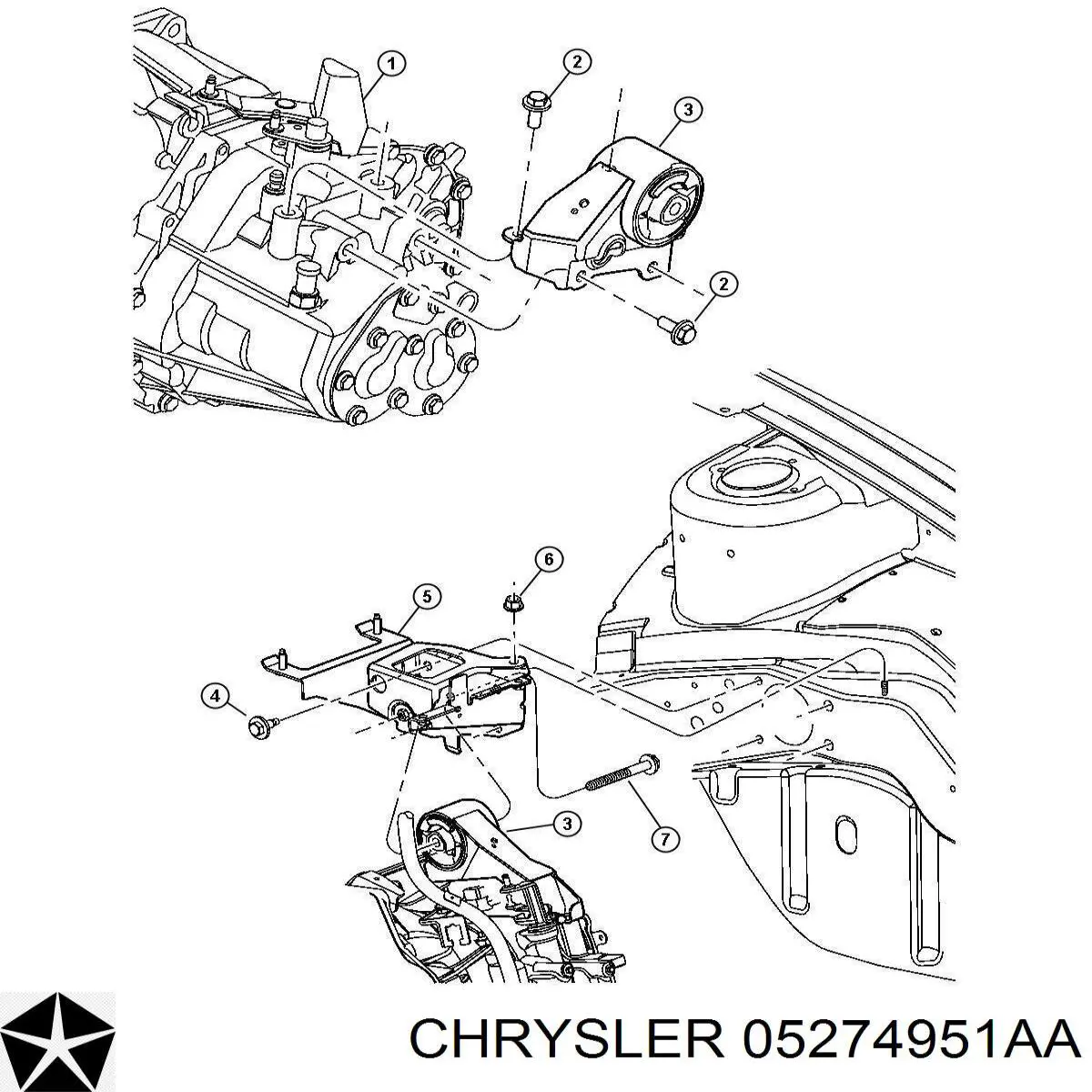 Подушка (опора) двигателя левая на Крайслер Неон 2 (Chrysler Neon)