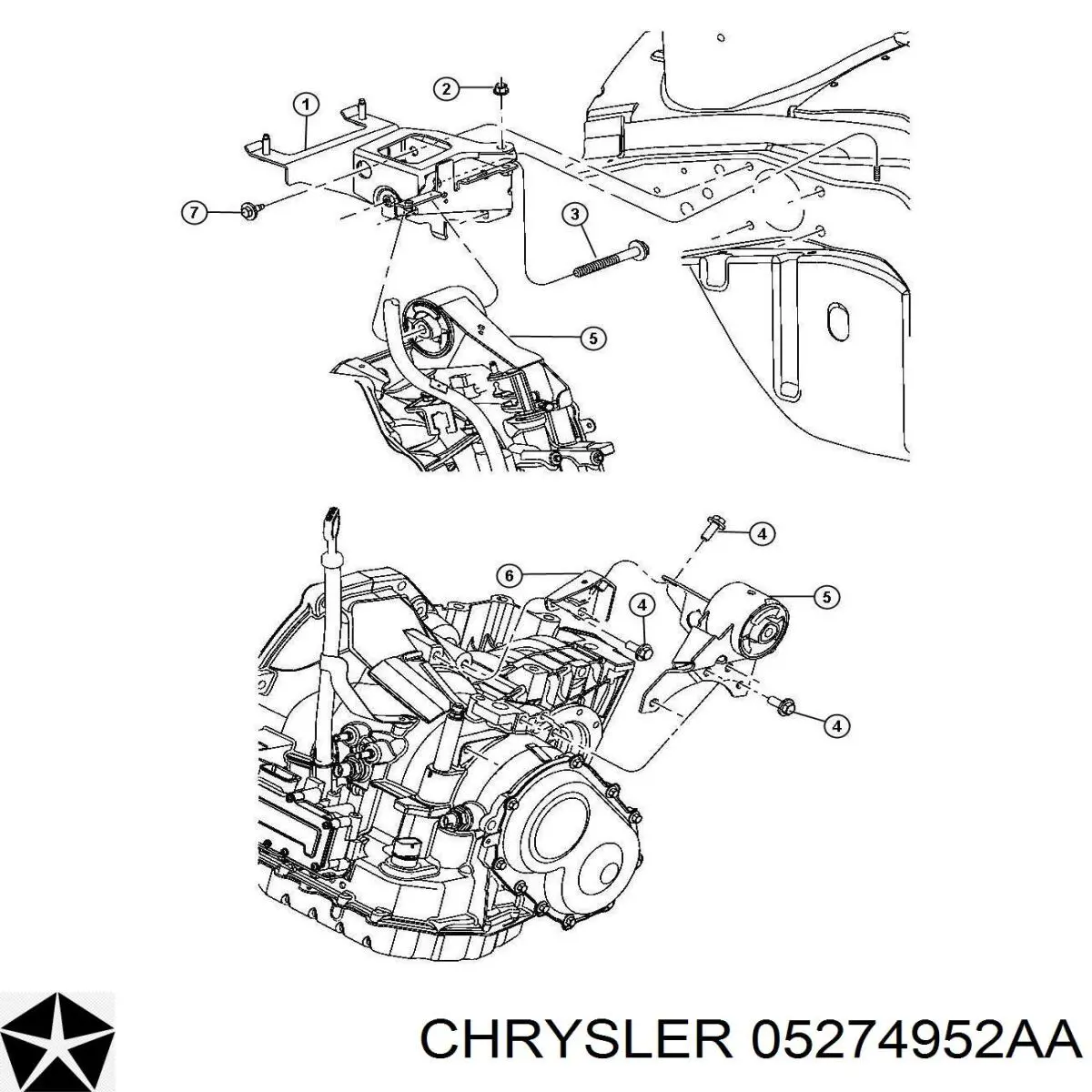 Подушка (опора) двигателя левая (сайлентблок) CHRYSLER 4668626AC