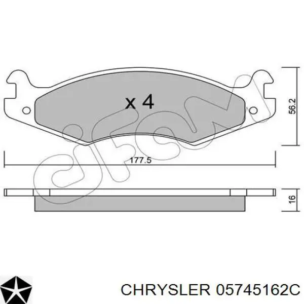 05745162C Chrysler передние тормозные колодки