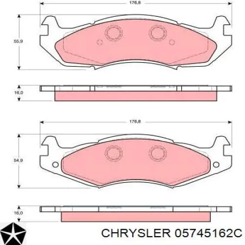 Купить 05745162C Chrysler Колодки тормозные