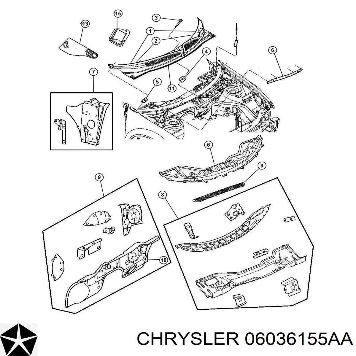  Суппорт радиатора нижний Chrysler Voyager 