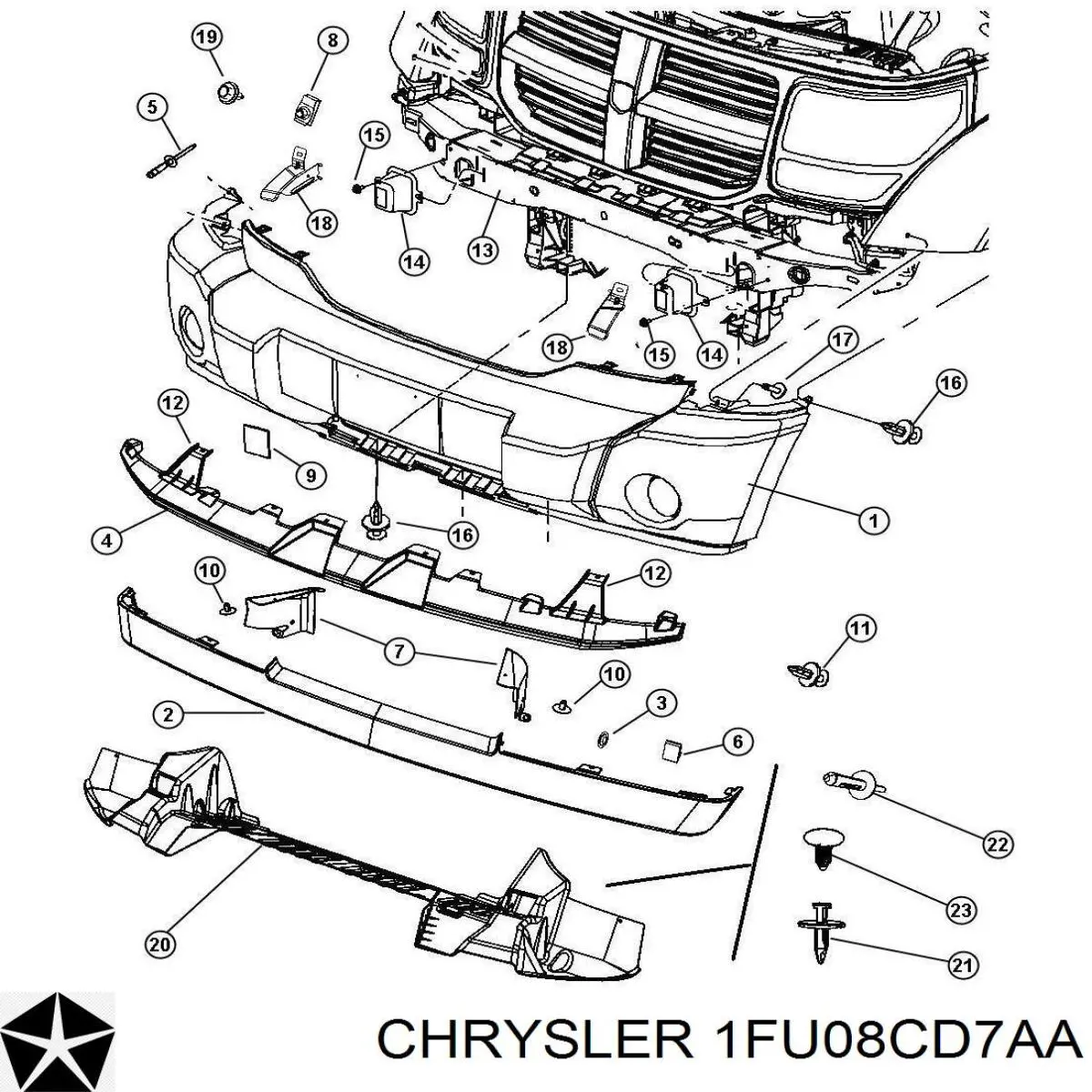 1FU08CD7AA Chrysler передний бампер