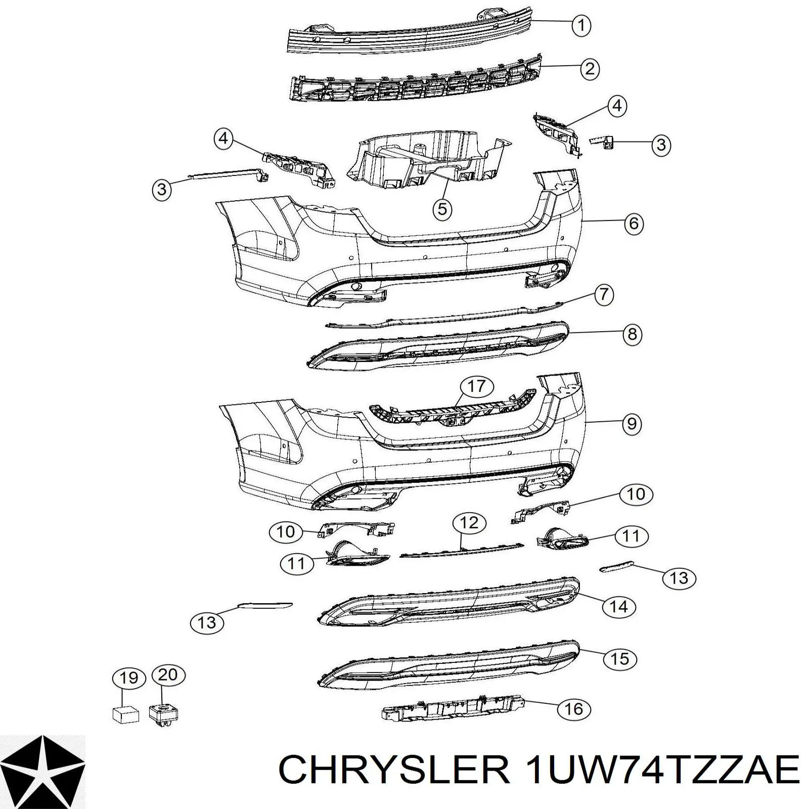 1UW74TZZAE Chrysler Задний бампер