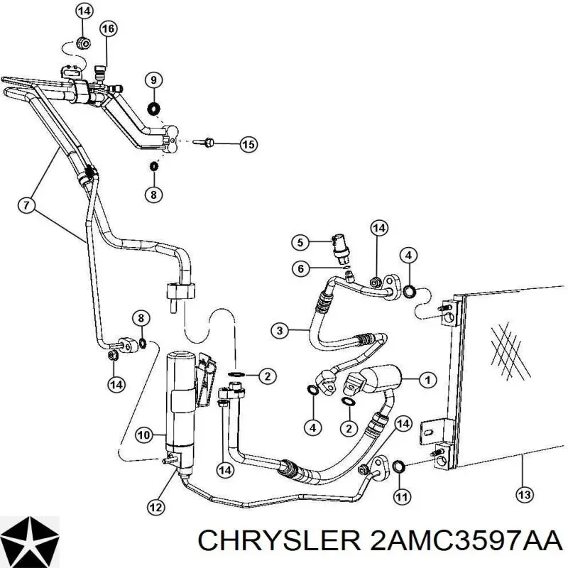 Радиатор кондиционера 2AMC3597AA Chrysler