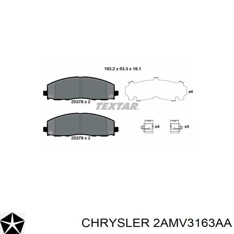 Передние тормозные колодки 2AMV3163AA Chrysler