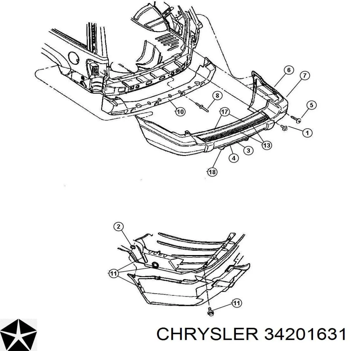 Пистон крепления подкрылок 34201631 Chrysler