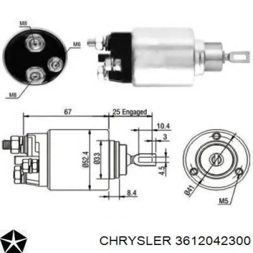 Втягивающее реле стартера 3612042300 Chrysler