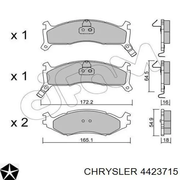 Передние тормозные колодки 4423715 Chrysler