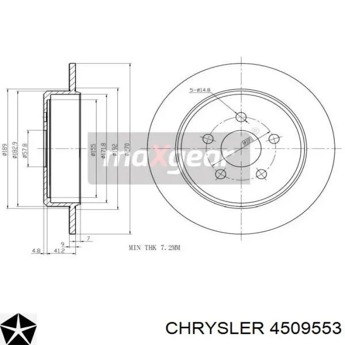 Тормозные диски 4509553 Chrysler