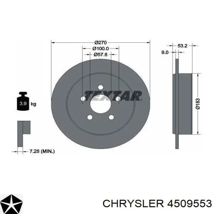 Купить 4509553 Chrysler Диск тормозной задний