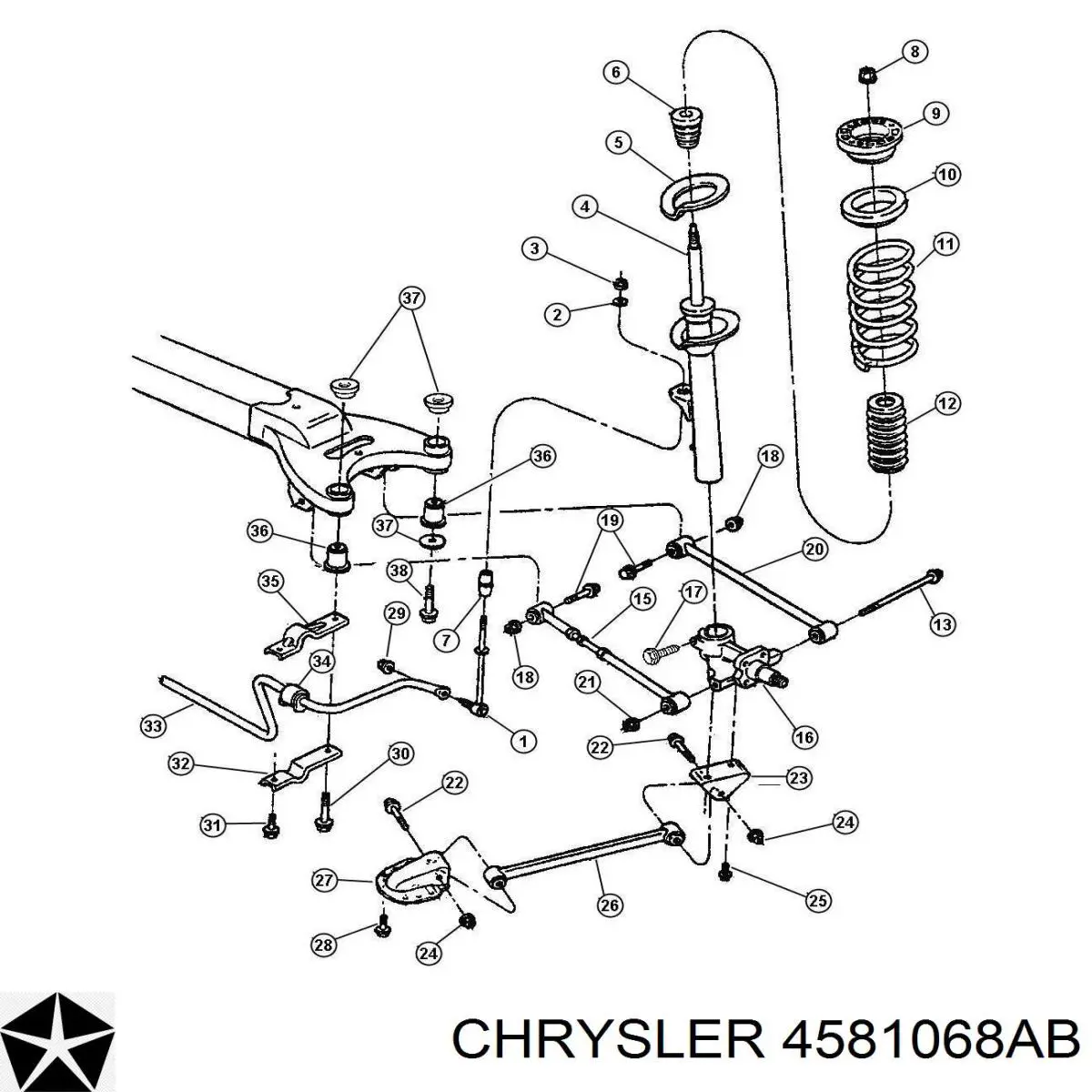 Цапфа (поворотный кулак) задний правый на Chrysler New Yorker 