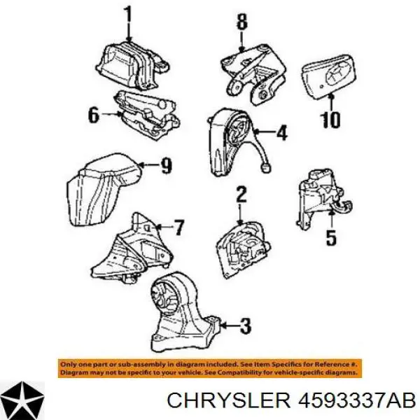 Купить 04593337AB Chrysler Гидроопора двигателя задняя