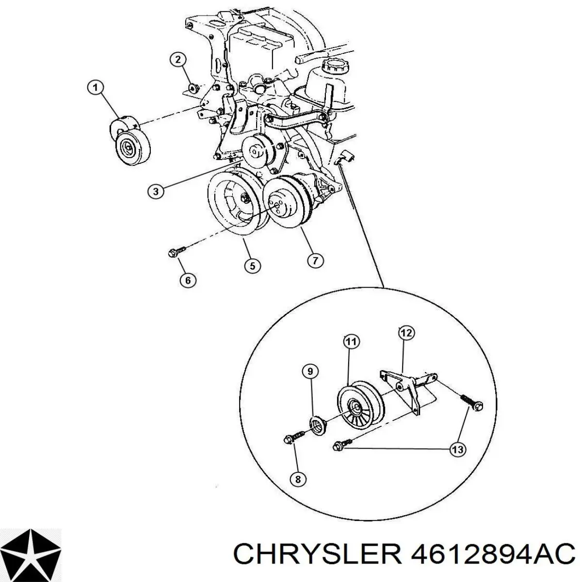 4612894AC Chrysler натяжитель приводного ремня