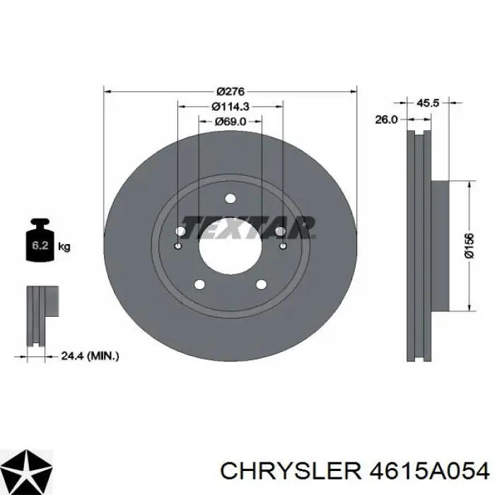Передние тормозные диски 4615A054 Chrysler