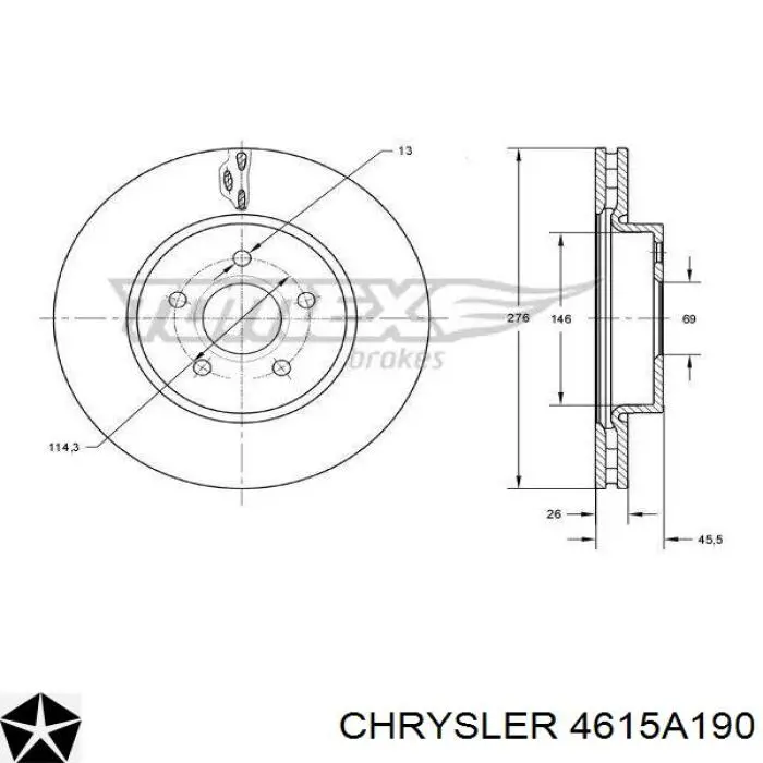 Передние тормозные диски 4615A190 Chrysler
