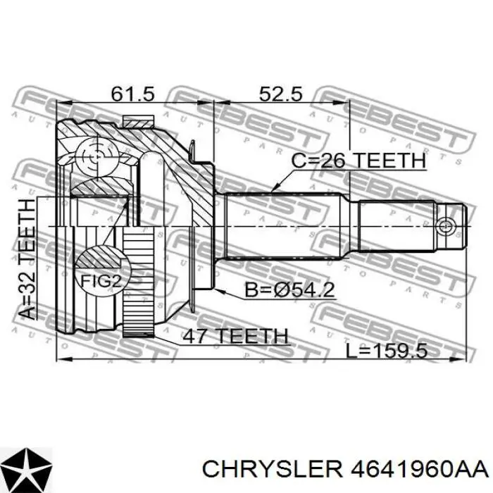 Купить 04641856AA Chrysler Вал приводной правый
