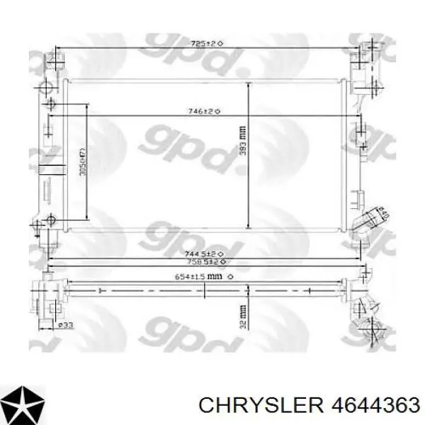 Купить 4644363 Chrysler Радиатор водяной