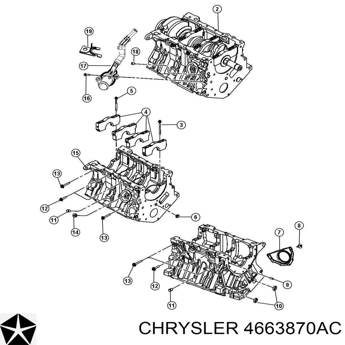 4663870AC Chrysler vedação traseira de cambota de motor