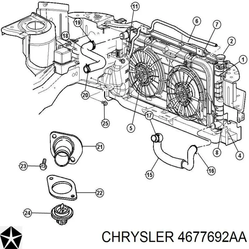 Купить 4677692AA Chrysler Радиатор водяной