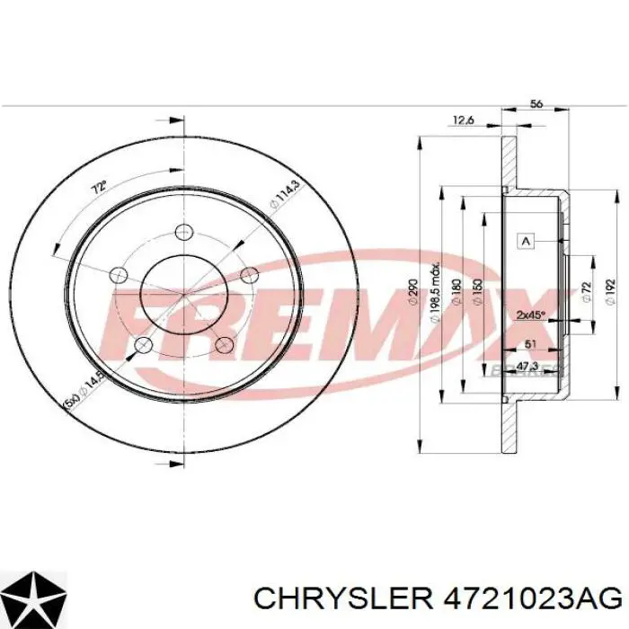 Купить 4721023AG Chrysler Диск тормозной задний