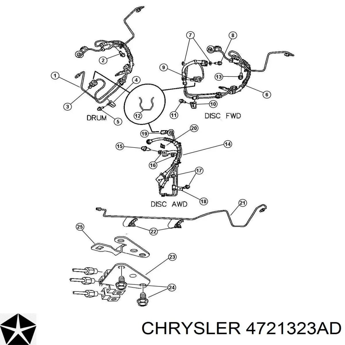 4721323AD Chrysler шланг тормозной задний левый