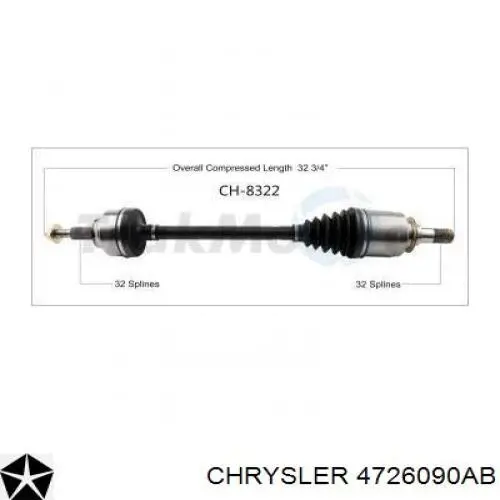 Купить 4726090AB Chrysler Полуось задняя правая