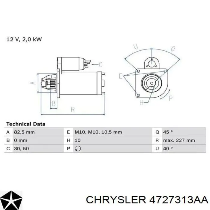 4727313AA Chrysler стартер